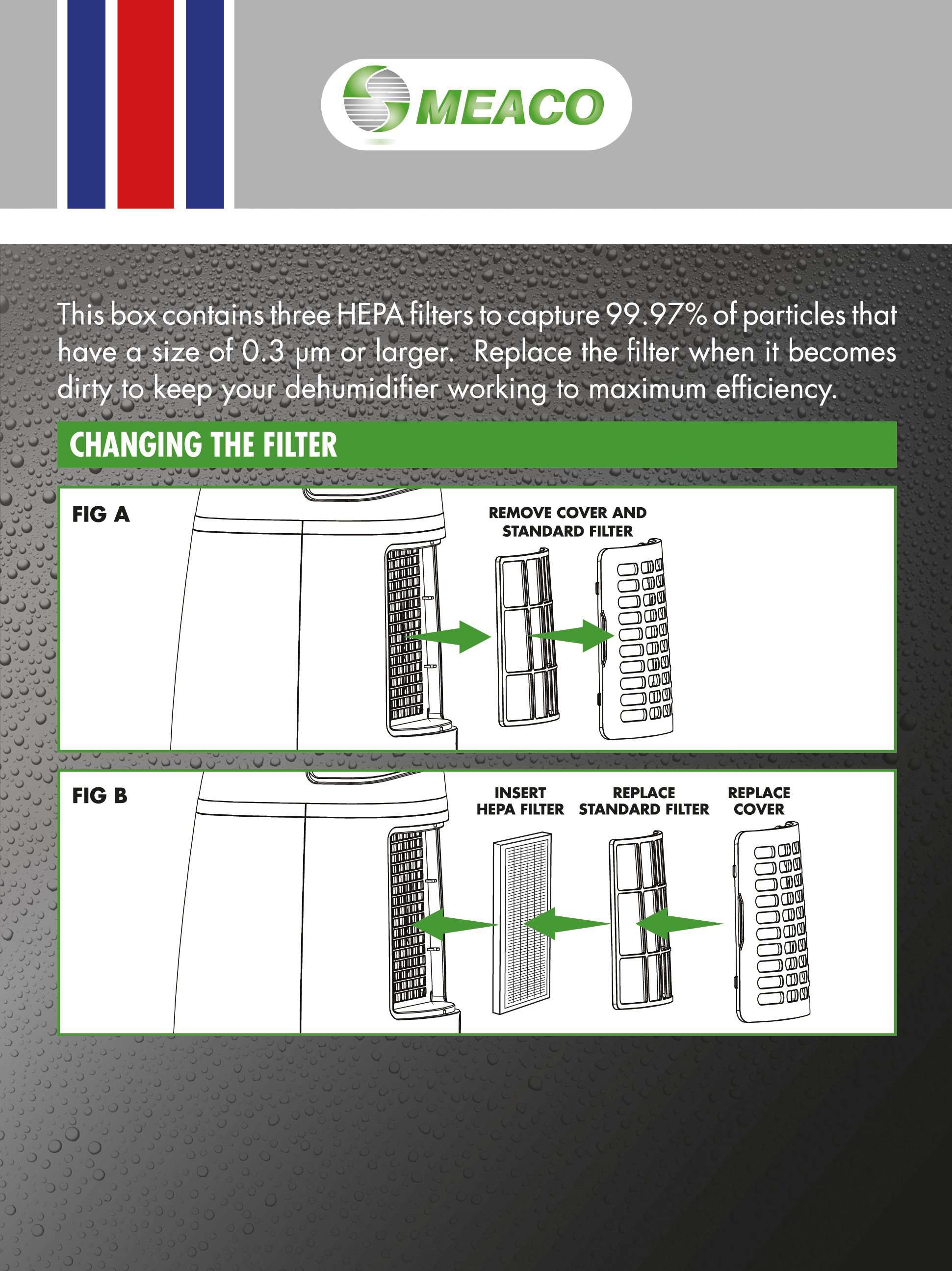 Meaco 12L Niedrigenergie-Luftentfeuchter HEPA-Filterpaket