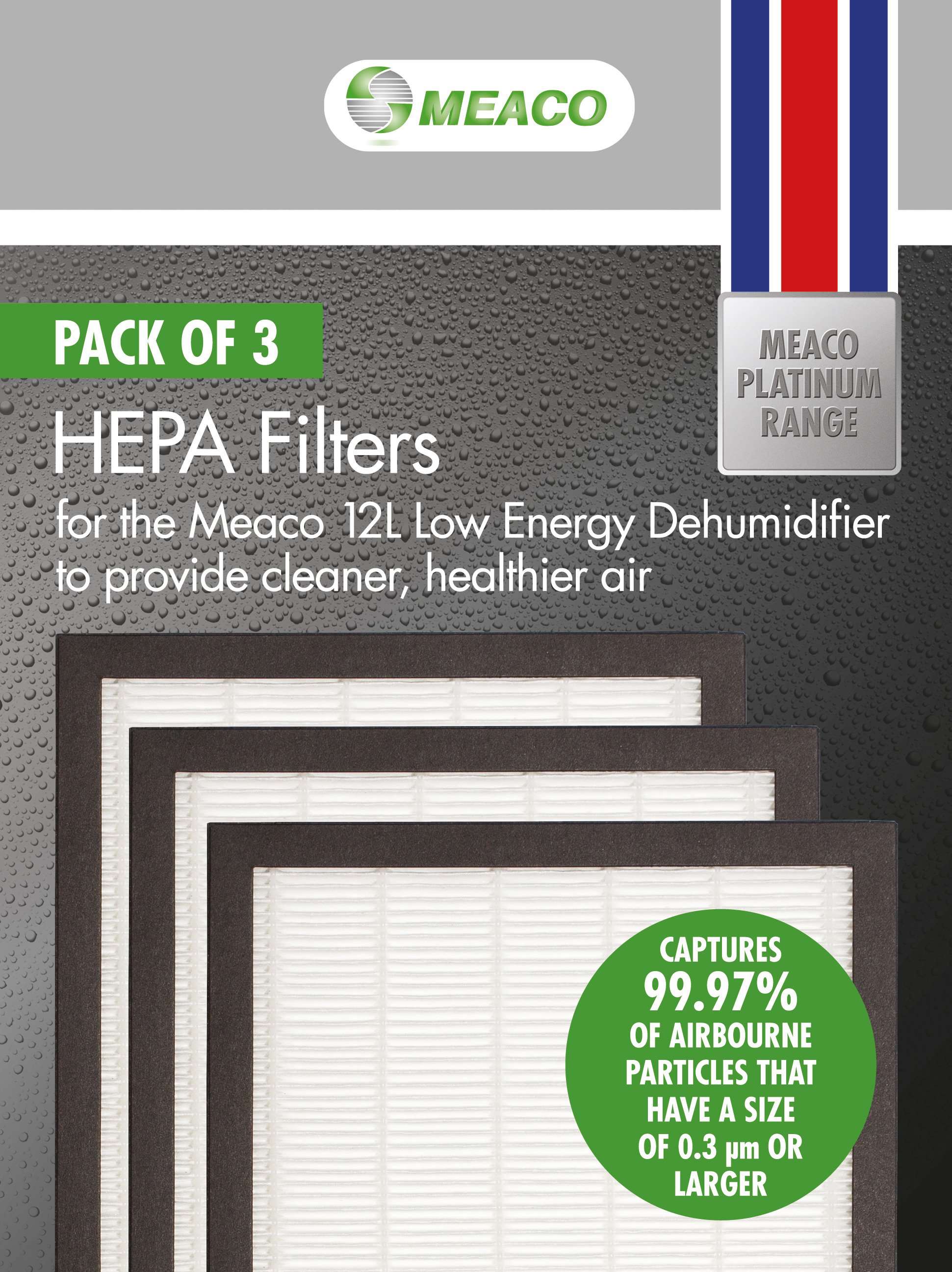 Meaco 12L Niedrigenergie-Luftentfeuchter HEPA-Filterpaket